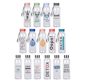 Motivational Water Bottle 500ml Sports Portable Leakproof Plastic Gym OFFER - Picture 1 of 40