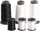6 Rolls of Bonded Cotton Nylon White Black Sewing Thread Hand DIY Craft Bag