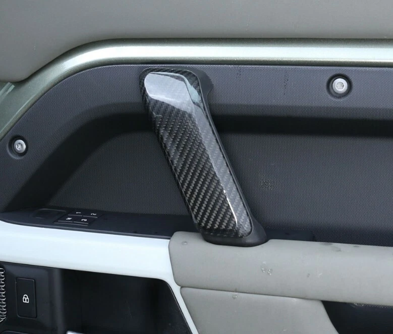 Cubierta de manija de puerta de fibra de carbono seca real apta para Land Rover Defender 110 Foto 1 de 4