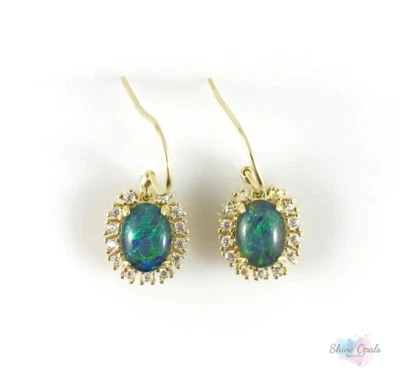 Orecchini a goccia opale placcato oro 18 kt, argento sterling 925, pendente, ... - Immagine 1 di 4