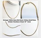 Vintage New Old Stock Yellow Gold Plate 16” 3mm Choker Necklace Chain
