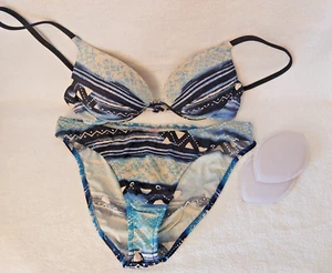 Venus Swimwear Two Piece Bikini Top B & Bottom Moderate 10, Blues - Picture 1 of 5