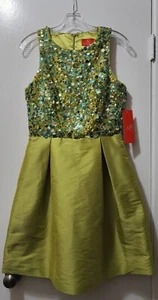 Monique Lhuillier Women's Lime Sequin Cocktail Dress Size 8 - Picture 1 of 3