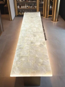 72"x36" White Quartz Stone Kitchen Slab Countertop Dining Table Crystal Gemstone - Picture 1 of 5
