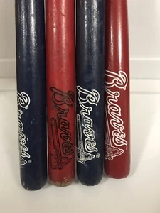 Atlanta Braves Baseball Miniature Wood Bats Lot Of 4 Blue Red 1997 1999 2003 Vtg - Picture 1 of 5