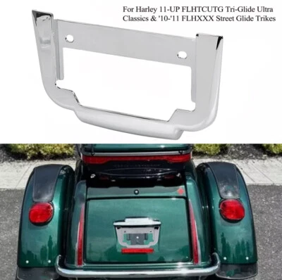 Chrome Rear License Plate Frame Mount For Harley Tri Glide Ultra Classic 2011-up - Imagem 1 de 4
