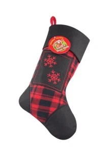 Xmas Deluxe Plush Tartan Snowflake Christmas Stocking 40cm X 25cm - Picture 1 of 1