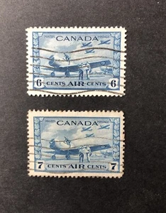 Canada 1942-48 KGVI SG 399/400 6 & 7 cents blue air mail | Av. used | Cat £14 - Picture 1 of 2