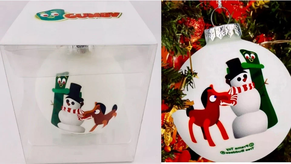 GUMBY CHRISTMAS ORNAMENT HANDCRAFTED DESIGNER BY THREE BUDDEES