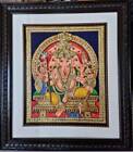New Five Head Ganesha A Tanjore Painting with Frame