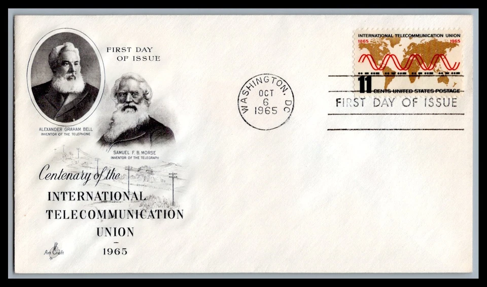 US FDC # 1274 11c International Telecommunications Uni  ArtCraft  1965, 9d283 - Image 1 of 1