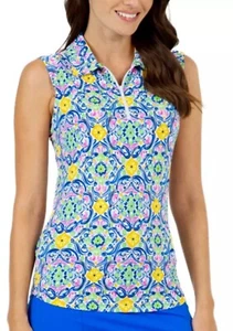 New IBKUL Golf Tennis 1/4 Zip Top Shirt XS XXL Blue Yellow Activewear UPF  F - Picture 1 of 11