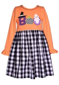 NEW Bonnie Jean Girls Size 10 "ORANGE BLACK BOO" Halloween Ghost Witch Dress NWT - Picture 1 of 3