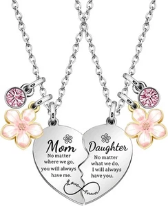 lauhonmin 2Pcs Mother Daughter Heart Matching Pendant Necklace Set Gifts For... - Picture 1 of 5