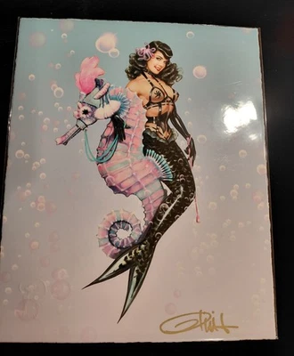 Arte Pinup "Carrusel" Firmado Olivia De Berardinis' Bettie Page con Certificado de Autenticidad 8x10" Foto 1 de 2