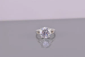 Anillo solitario de plata de ley 925 con circonitas cúbicas blancas de 10 mm talla: 5 - Imagen 1 de 8