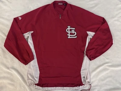 St Louis Cardinals Majestic 1/4 Zip Cool Base Pullover Jacket Mens XL Sewn Logo - Image 1 of 4