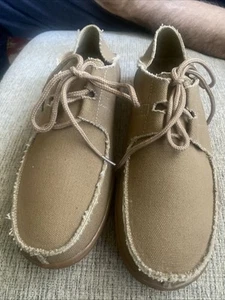 Skechers Men Original Peace Moccasin Canvas Shoes Size 9 Khaki Or Brown New/box - Picture 1 of 8