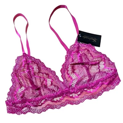 Frederick’s of Hollywood Caroline Fuchsia Purple Lace & Mesh Lined Bralette, L - Image 1 of 4
