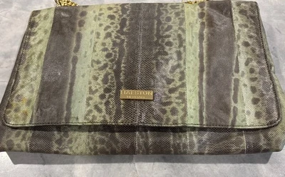 Cadena Larga Extraíble Halston Heritage Patrón Serpiente Verde/Negro 13x8.5.1 Foto 1 de 4