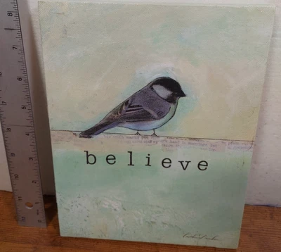 Impressão em tela Bird On A Wire BELIEVE 6,5 pol x 8,5 pol por Caitlin Dundon - Imagem 1 de 3