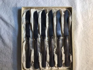 Juego de 6 cuchillos para frutas marca WM Rogers Eagle en caja antigua original plateada - Imagen 1 de 5