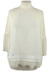 Mint Velvet Cream Lace Blouse Boat Neck Bell Sleeve Zip Detail RRP £79 Size 12 - Picture 1 of 11