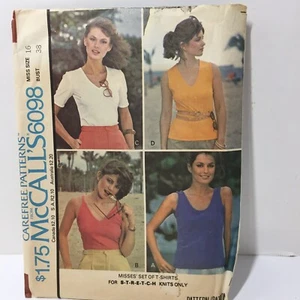 McCall's 6098 Size 16 Bust 38 Misses' Set of T-Shirts Stretch Knits - Picture 1 of 3