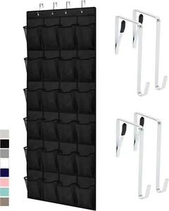 Over-The-Door Hanging Shoe Organizer 24 slots Black 19in x 64in Gorilla Grip - Picture 1 of 6