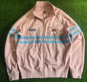 Ellesse Rimini Trainingsjacke Herren L Full Zip Langarm Streifen Sport Pink Blau - Bild 1 von 13