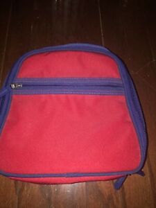 Pottery Barn Kids Red/Navy Lunch Bag . 9 1/2 X 9”. Inside Blue/Red /White Strip