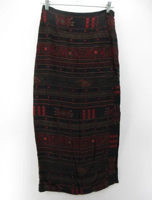Falda DE COLECCIÓN Diseño Chicos Mujer 0 Negra Maxi Oriental Bordada Boho Artística Foto 1 de 4