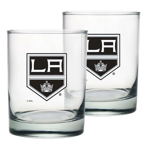 Los Angeles Kings Rocks Glass Set of Two 13.5oz NHL Hockey - Mustang Glassware Cover