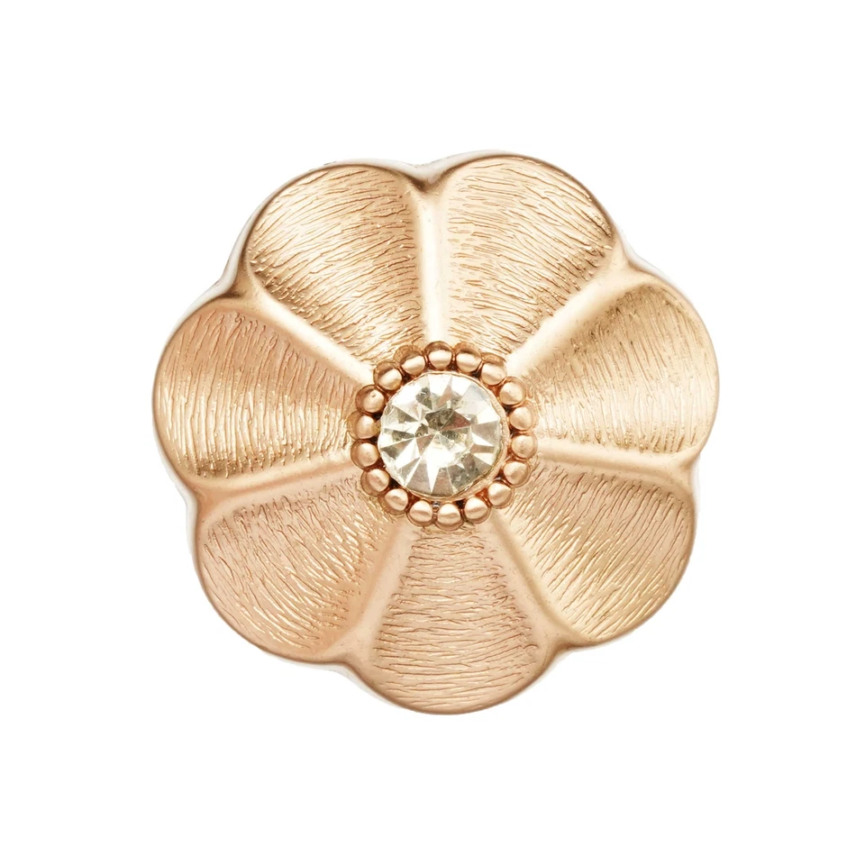 5pcs Flower Metal Button with Rhinestone, Ideal for Clothing, DIY, Sewing - Image 1 of 3