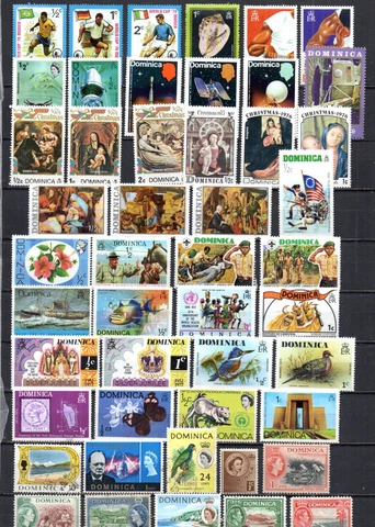 DOMINICA COLLECTION OF 48 DIFFERENT STAMPS.  VINTAGE TO MODERN ERA Cover