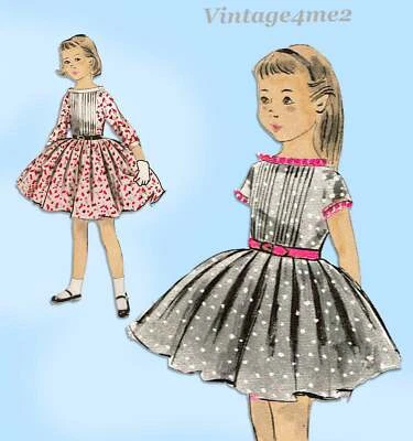1950s Vintage Advance Sewing Pattern 8075 Cute Uncut Girls Tucked Dress Size 12 - Image 1 of 4