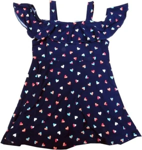 Epic Threads Little Girls Heart-Print Off-The-Shoulders Hearts Dress Blue 2T/2 - Picture 1 of 2