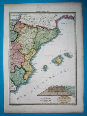 1812 BOM MAPA ORIGINAL ESPANHA CATALÔNIA VALÊNCIA ILHA BALEAR. BARCELONA ARAGON - Imagem 1 de 4
