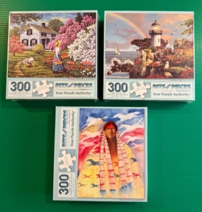 3 Bits & Pieces 300 Pc Jigsaw Puzzles Garden Lighthouse Rainbow Indian Horses - Picture 1 of 9