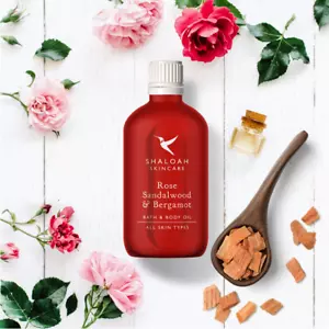 Rose body oil with sandalwood & bergamot for bath, body and massage - Picture 1 of 3