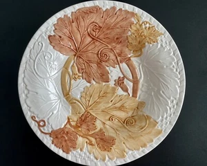 Bordallo Pinheiro Portugal Majolica White Brown Grape Leaf Grapevine Platter - Picture 1 of 3