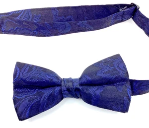 Formelle klassische Jaquard-Fliege schwarz blau Paisley verstellbar vorgebunden 4,5 x 2,25 Zoll - Bild 1 von 4