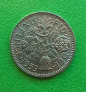 Elizabeth II 1959 Sixpence - near UNC condition. - Bild 1 von 2