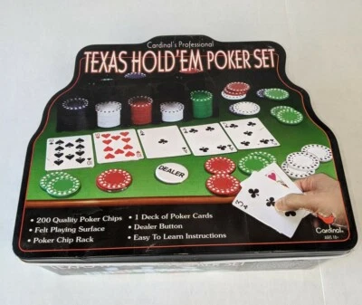 New-Texas Hold'em Poker Set Cards Chips Case Cardinal's Professional Open Box - Image 1 of 4