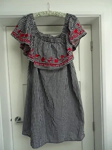 Black White gingham Bardot style on off shoulder Dress New Look Curves Size 22 - Picture 1 of 10