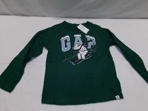 P1136 GAP KIDS Graphic Long Sleeve T-Shirt Tee Green Size 5Y - Picture 1 of 6