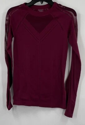 Athleta Oxygen Mesh Long Sleeve Top Mulberry/Burgundy Seamless Gym Run Size S - Image 1 of 4