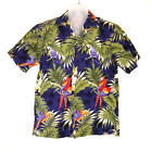 Vintage RJC Hawaiian Short Sleeve Camp Shirt Men’s Size Med Parrots Dark Blue