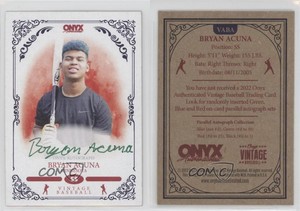 2022 Onyx Vintage Extended Auto Green Ink /50 Bryan Acuna #VABA Auto