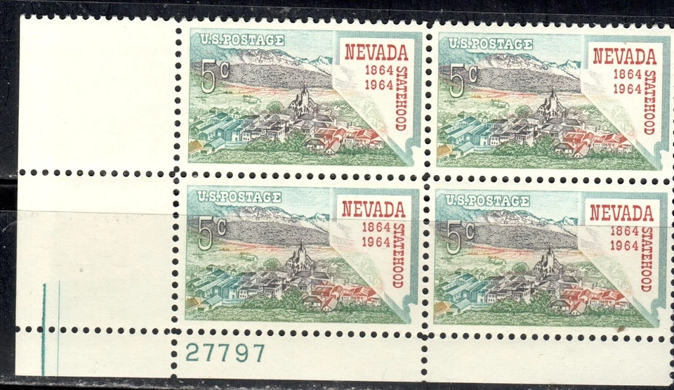 #1248 1964 5-cent Nevada block of 4 with plate# MNH - Image 1 of 1